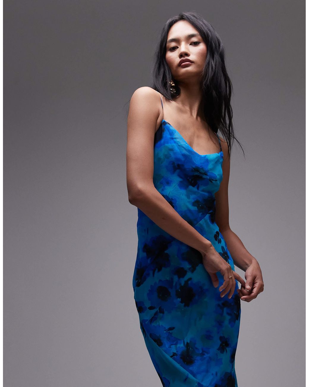 TOPSHOP Double Layered Cami Dress in Blue | Lyst