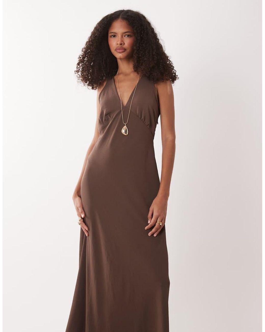 Jdy Brown V-neck Maxi Dress