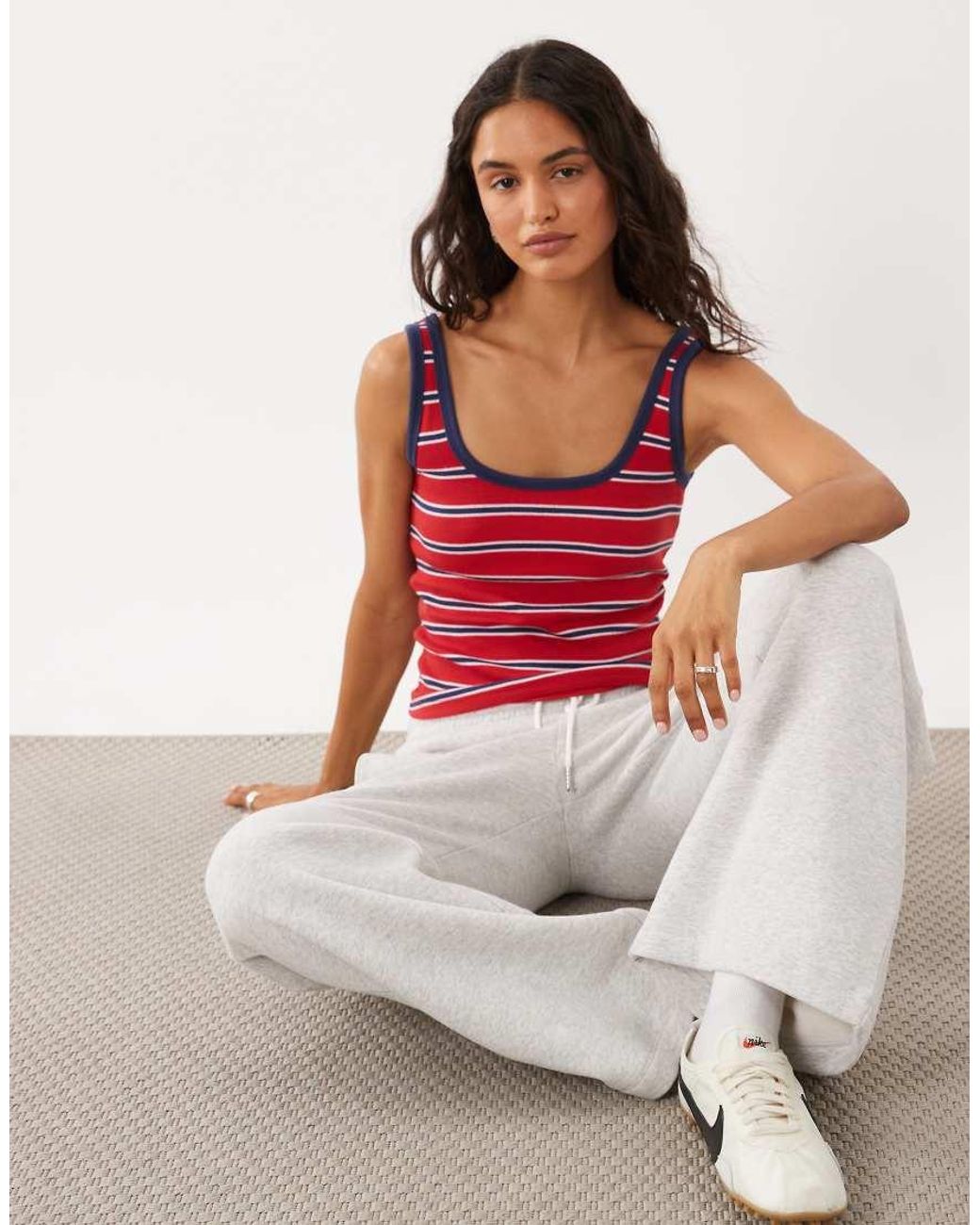 Abercrombie & Fitch White High Rise Wide Leg jogger