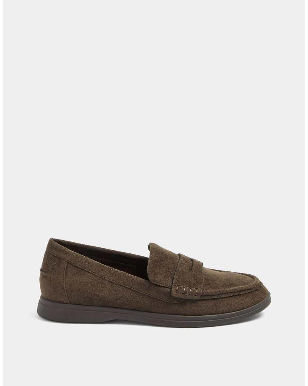 Yours Clothing Brown Wide Fit Faux Suede Flatform Loafers