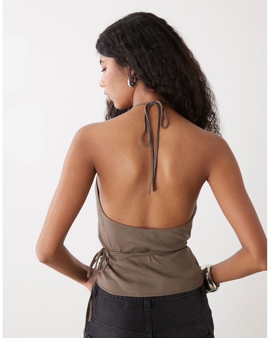 Weekday Black Halter Wrap Top