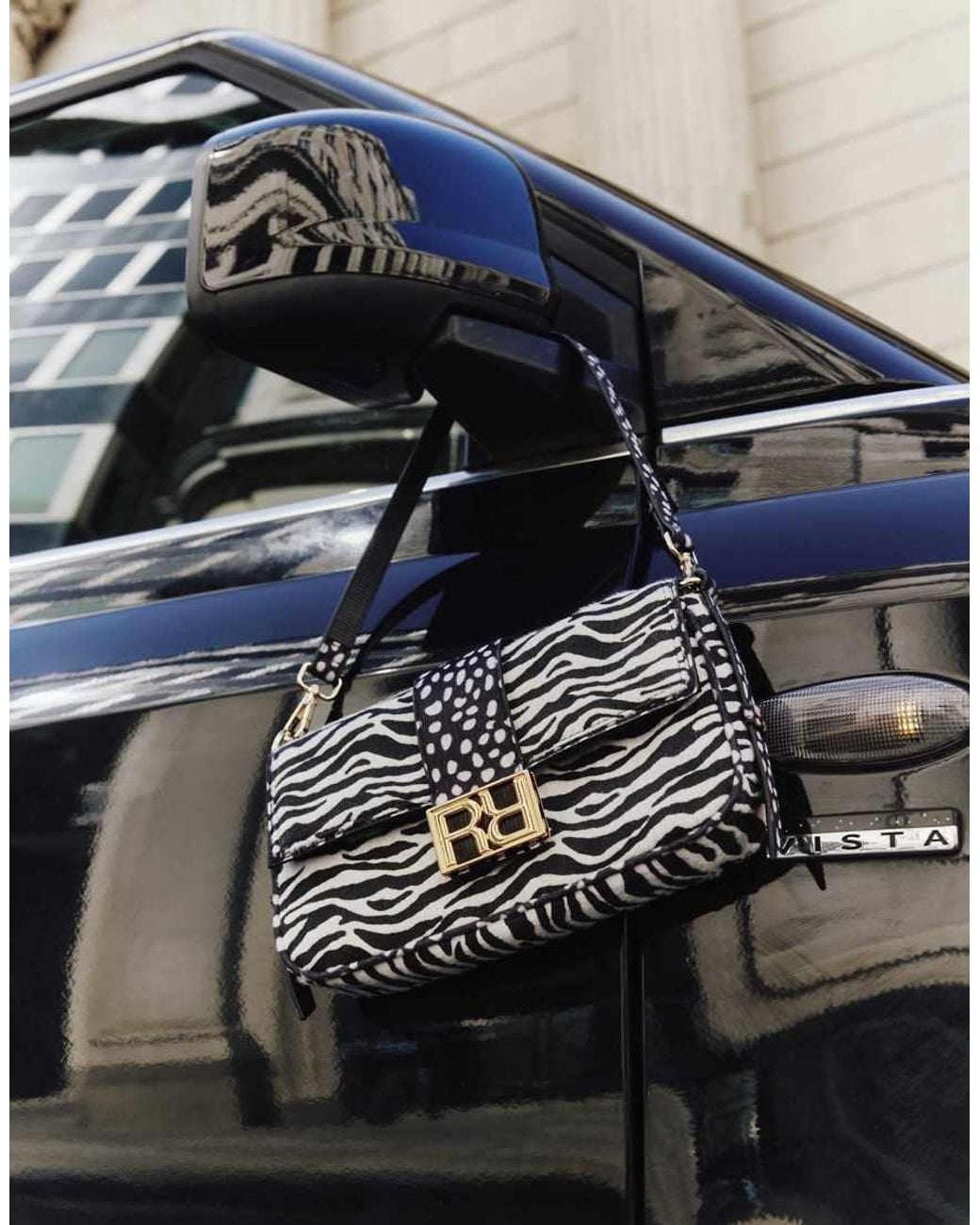 River Island White Animal Print Faux Hair On Leather Bag