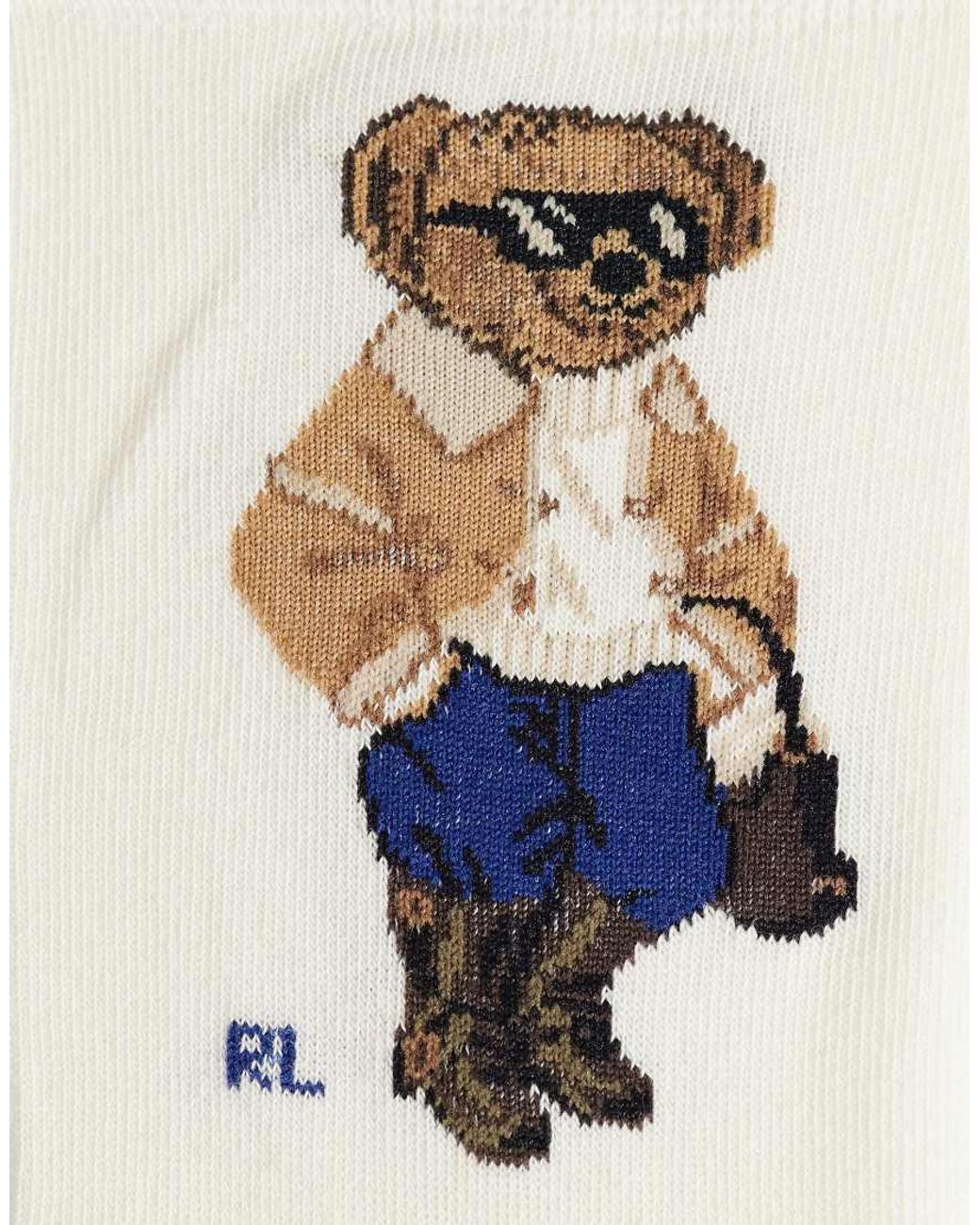 Polo Ralph Lauren White Winter Bear Print Crew Socks