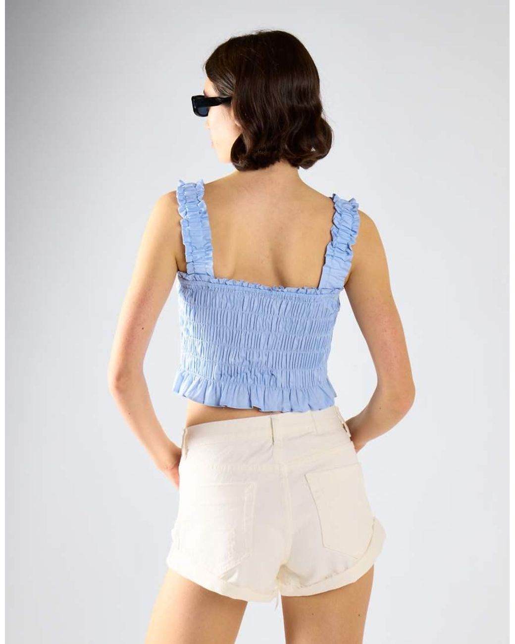Glamorous Blue Smocked Top