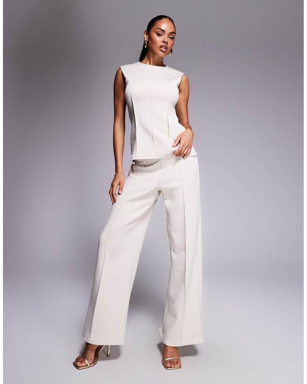 ASOS White Co-ord Soft Seamed Peplum Top