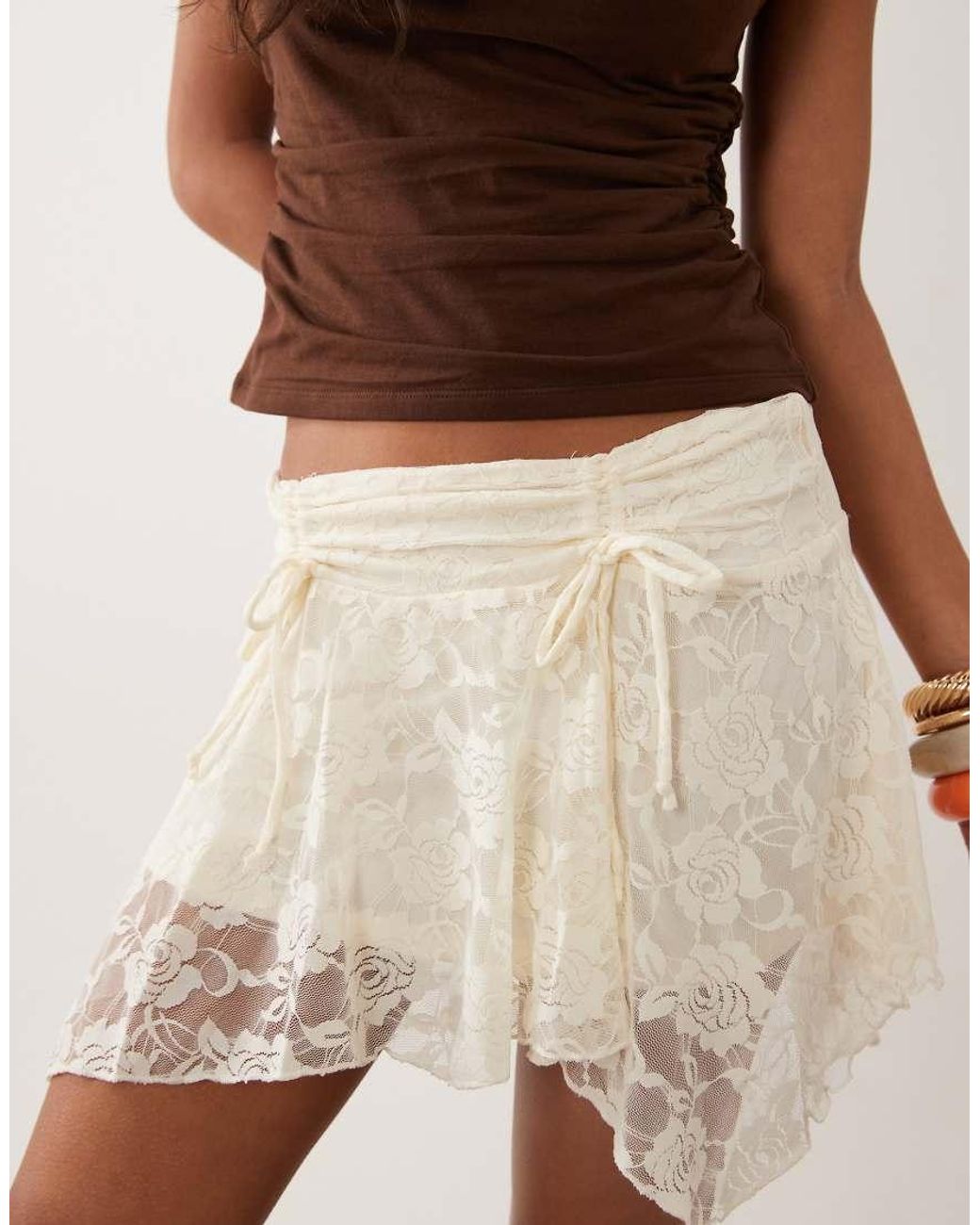 Cotton On Brown Sandy Hanky Hem Mini Skirt