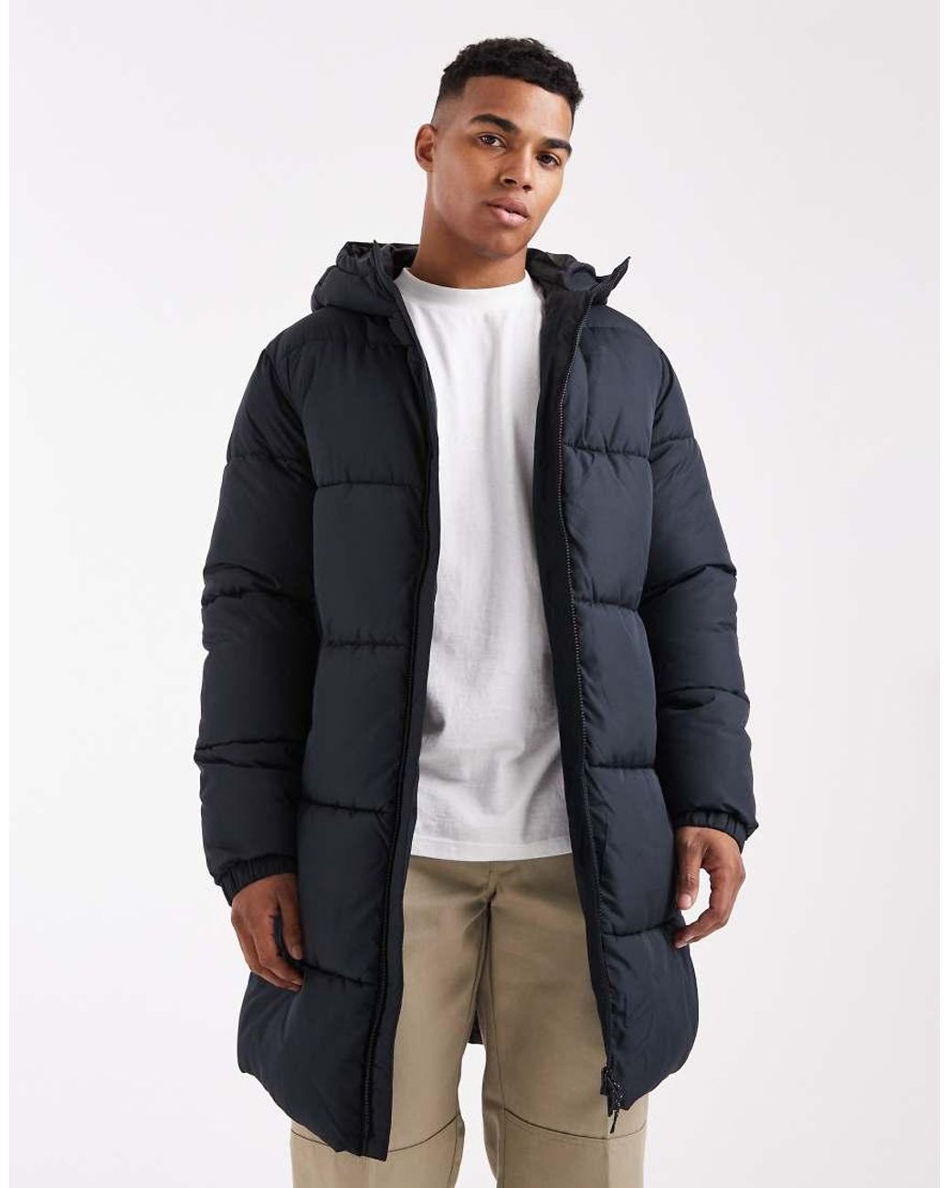 JJ Rebel Blue Longline Padded Coat for men