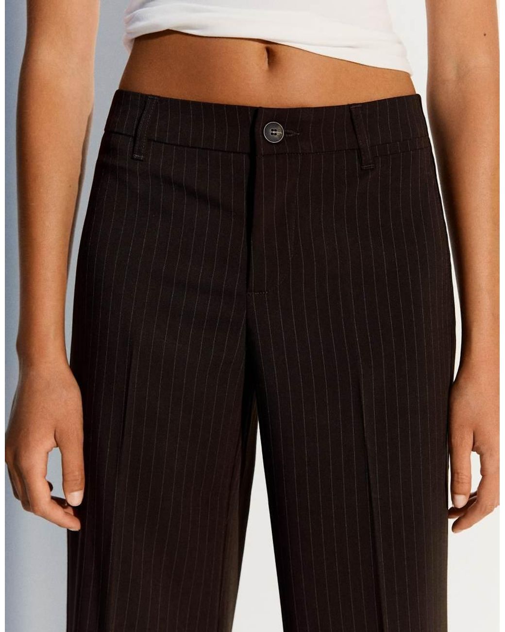 Bershka White Wide-leg Trousers