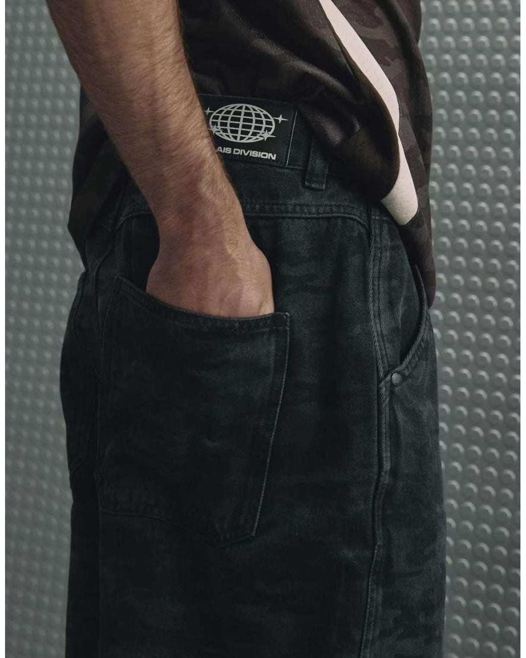 River Island Gray Camo Baggy Fit Jeans for men
