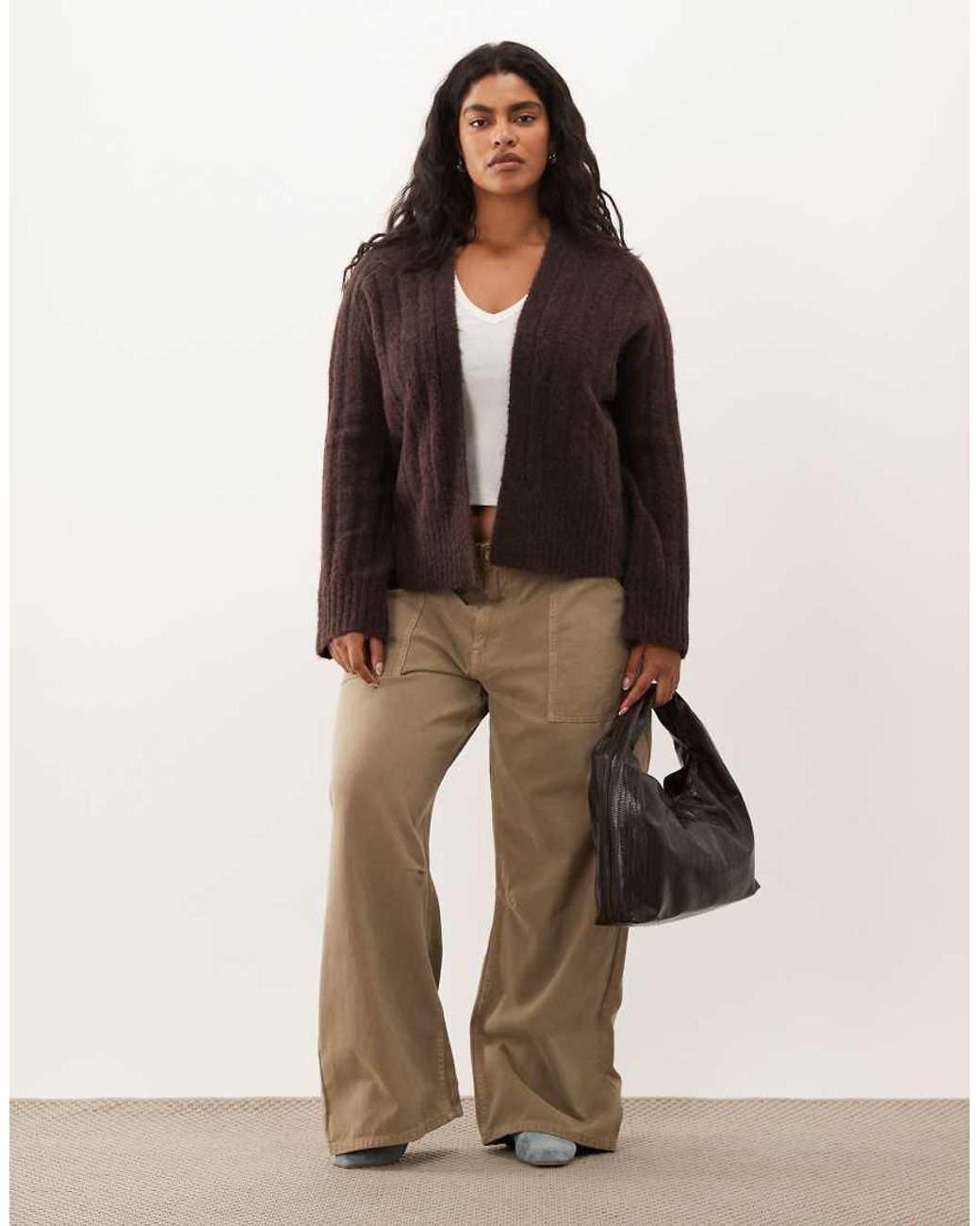 ASOS Brown Asos Design Curve Edge To Edge Cardigan
