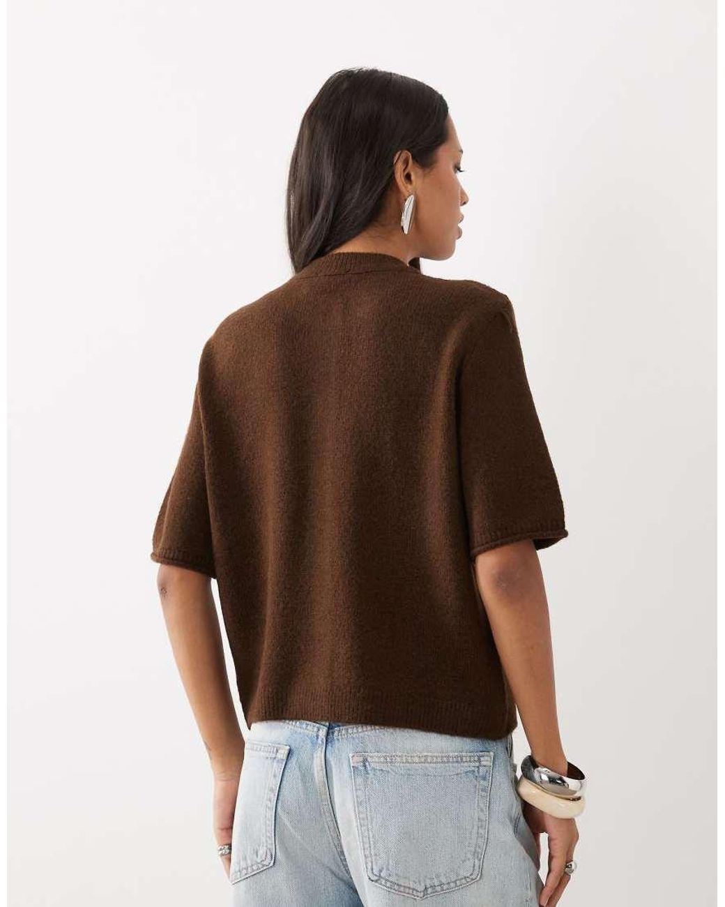 ASOS Brown Lightweight Relaxed Short Sleeve Cardigan