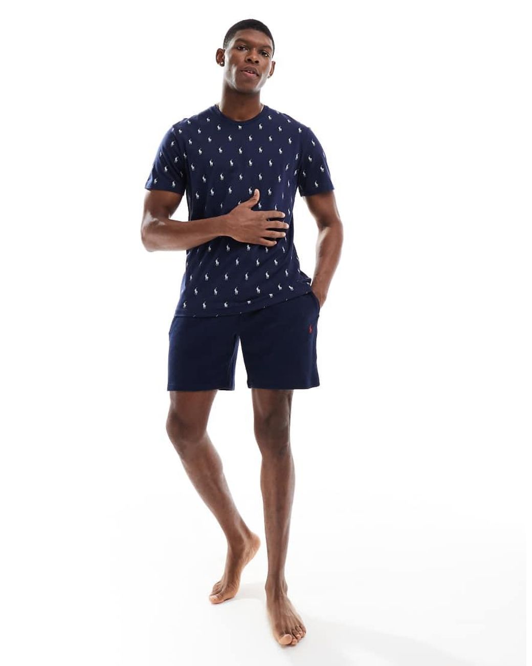 Polo Ralph Lauren Blue All Over Icon Logo Lounge T-shirt for men