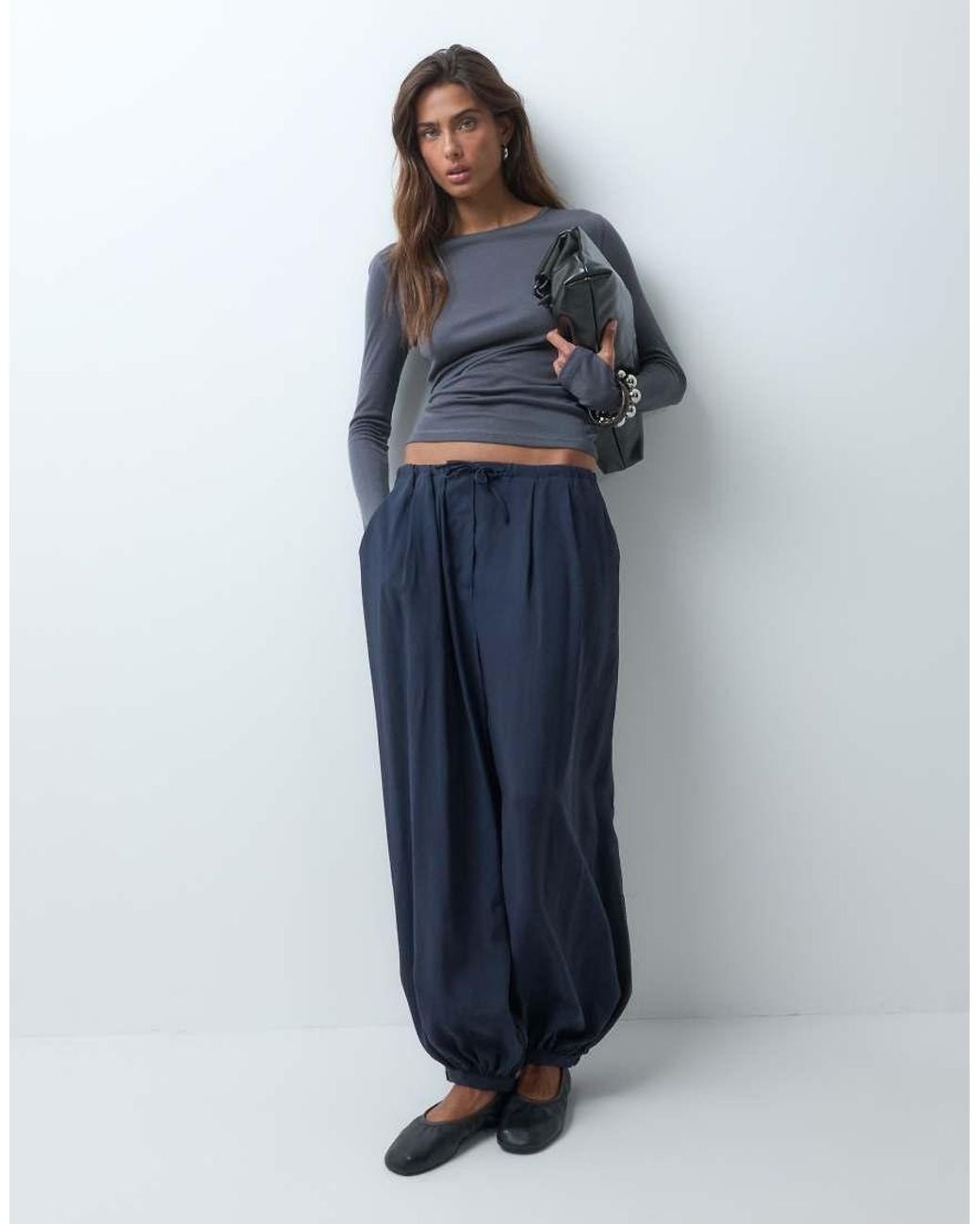 ASOS Gray Premium Crew Neck Long Sleeve Top