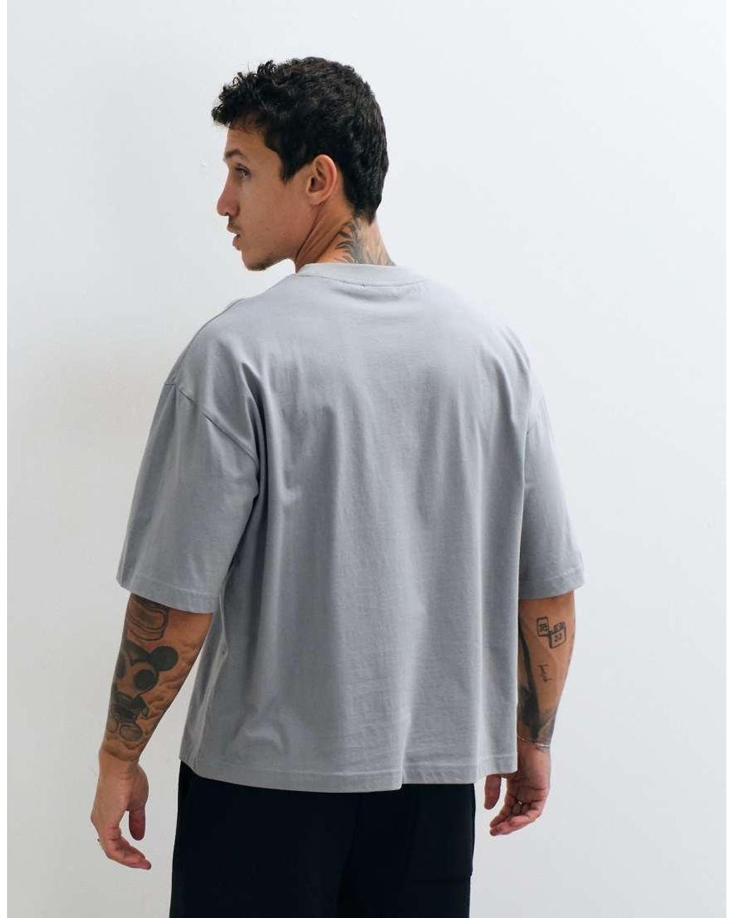 ASOS Gray Boxy Oversized T-shirt With Street Graphic for men
