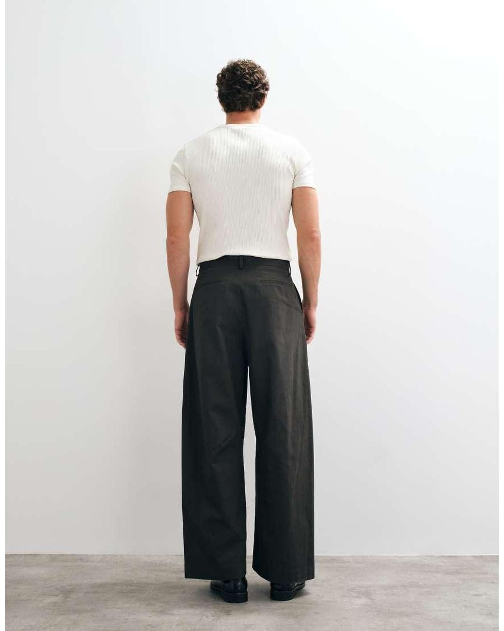 ASOS White Tailored 100% Cotton Barrel Leg Trousers for men