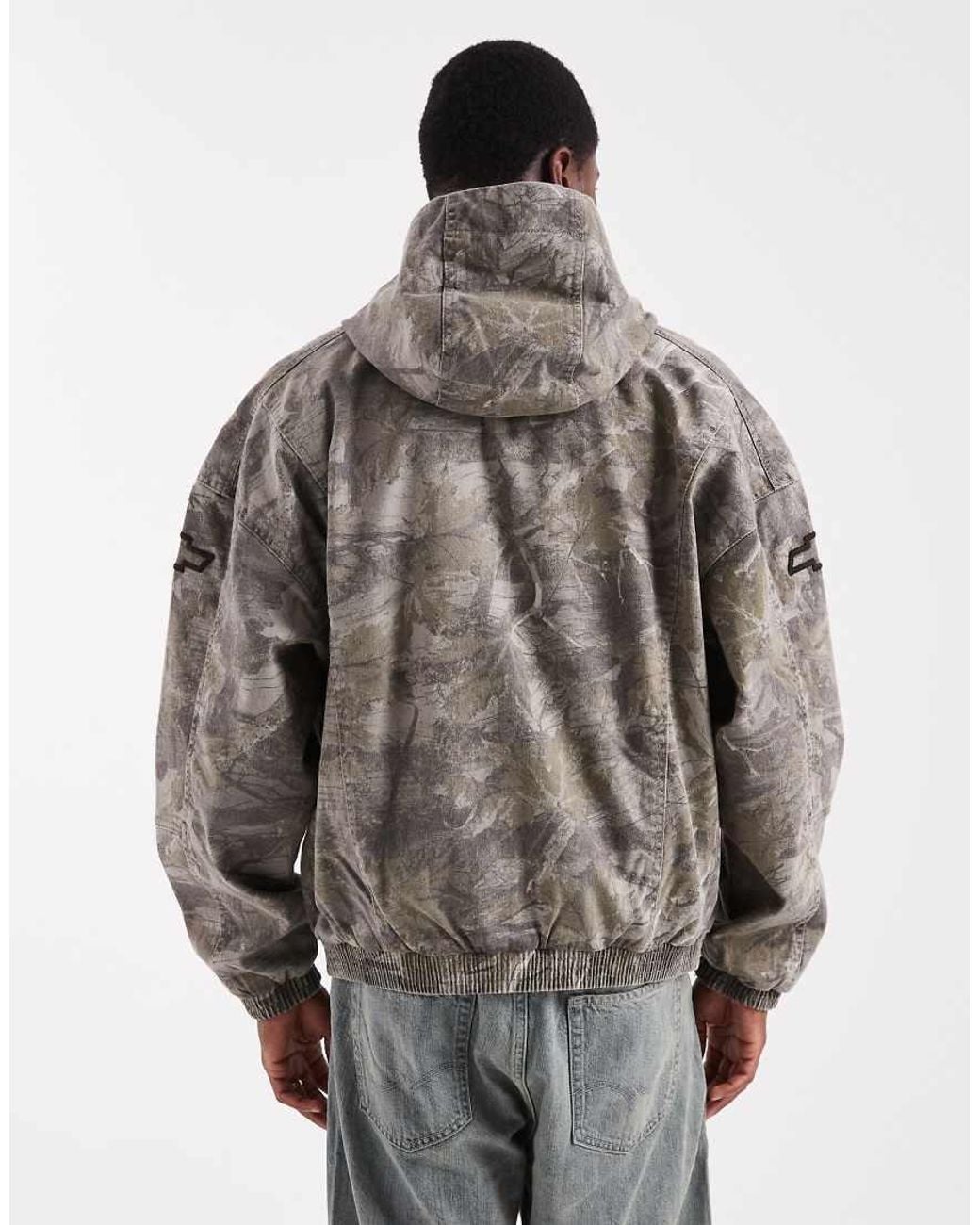 Hollister Gray Chevrolet Graphic Camo Skater Jacket for men