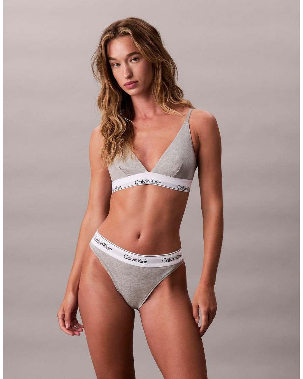 Calvin Klein Brown Underlined Icon Cotton Modal Triangle Bralette