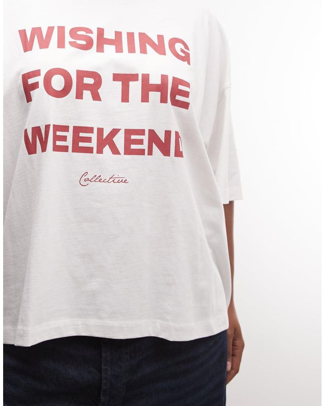 ASOS Red Weekend Collective Curve Oversized T-shirt With Wishing For The Weekend Graphic