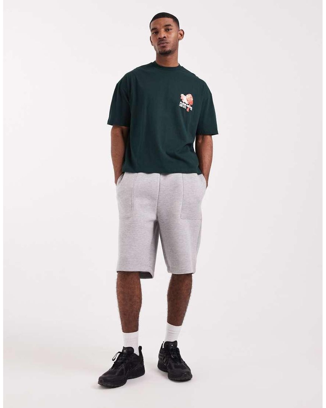 ASOS Blue Boxy Oversized T-shirt With Floral Graphic for men