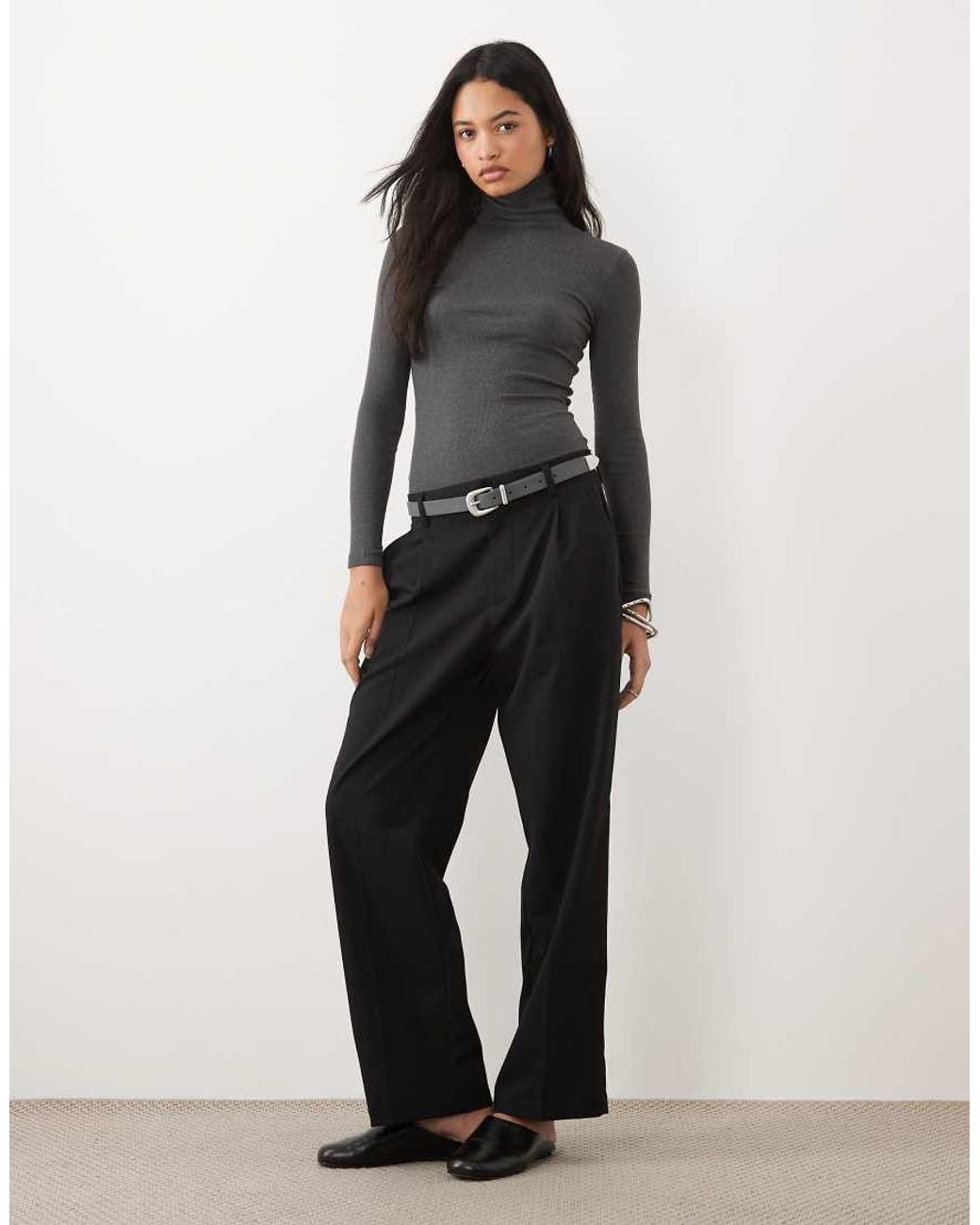 Brave Soul Black Long Sleeve Ribbed Roll Neck Top
