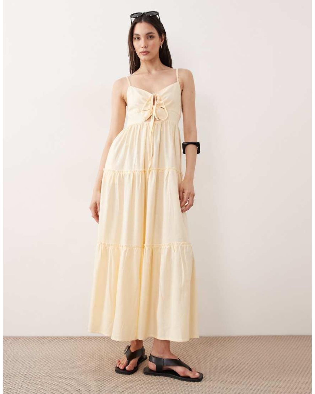esmé studios Natural Tiered Maxi Beach Dress