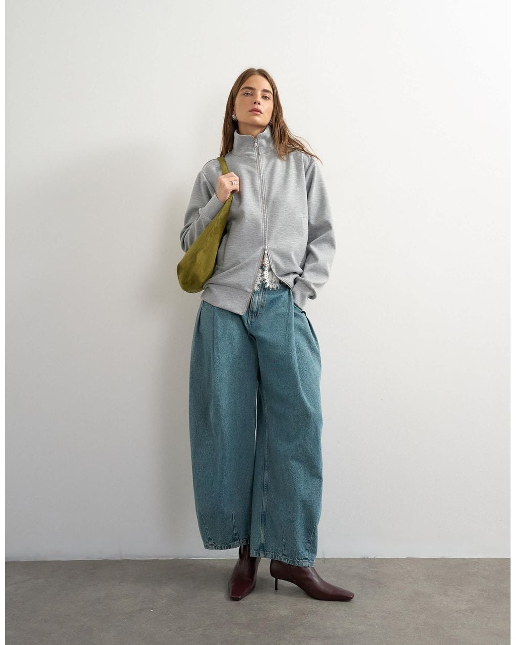 TOPSHOP Blue Structured Funnel Sweat Jacket