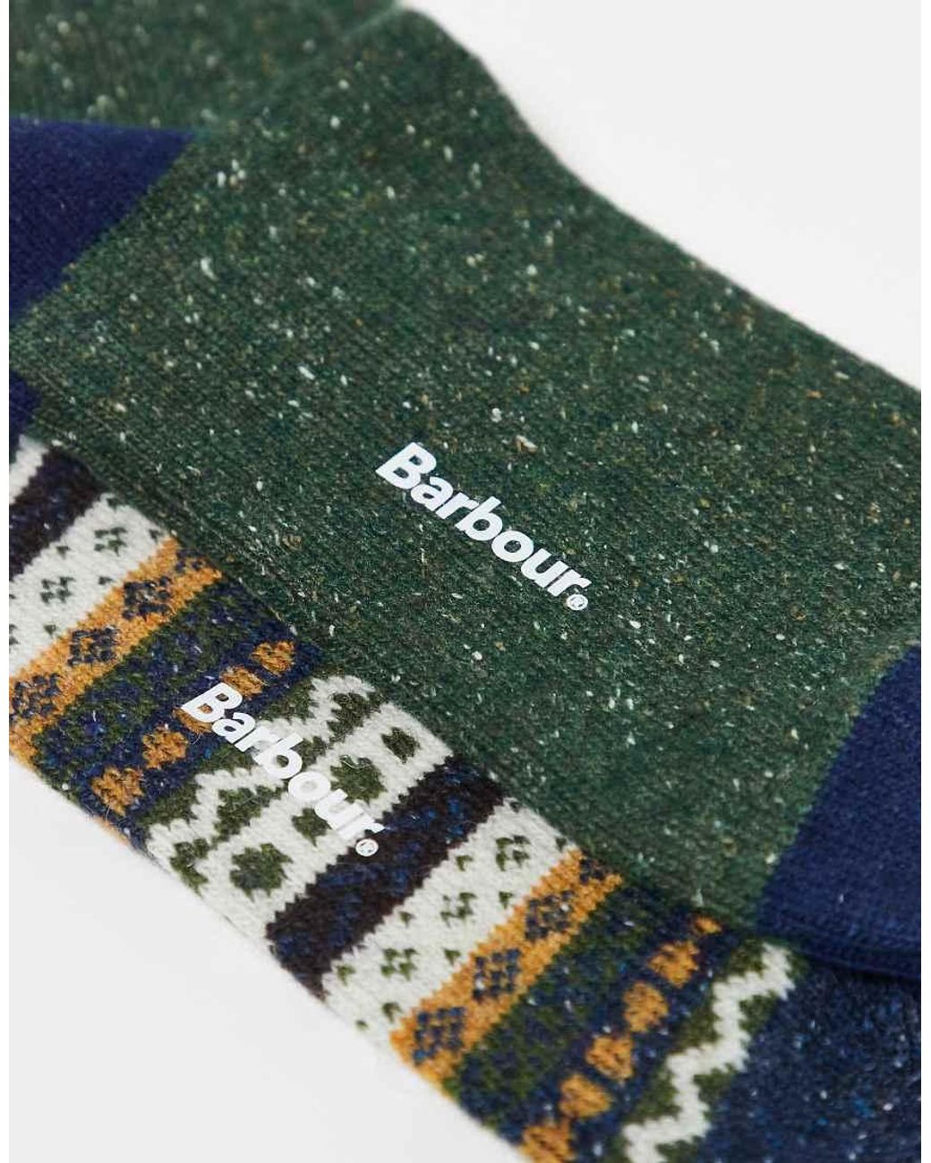 Barbour Green Fair Isle Socks 2 Pack for men