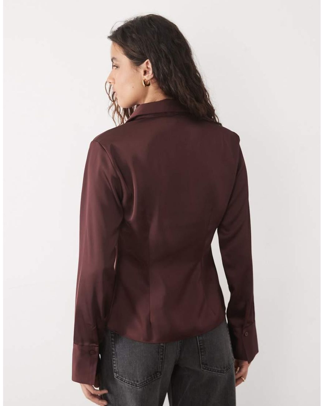 New Look Purple Waisted Satin Shirt