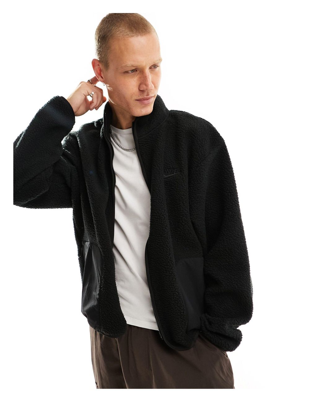 Nike sportswear men's best sale sherpa fleece jacket