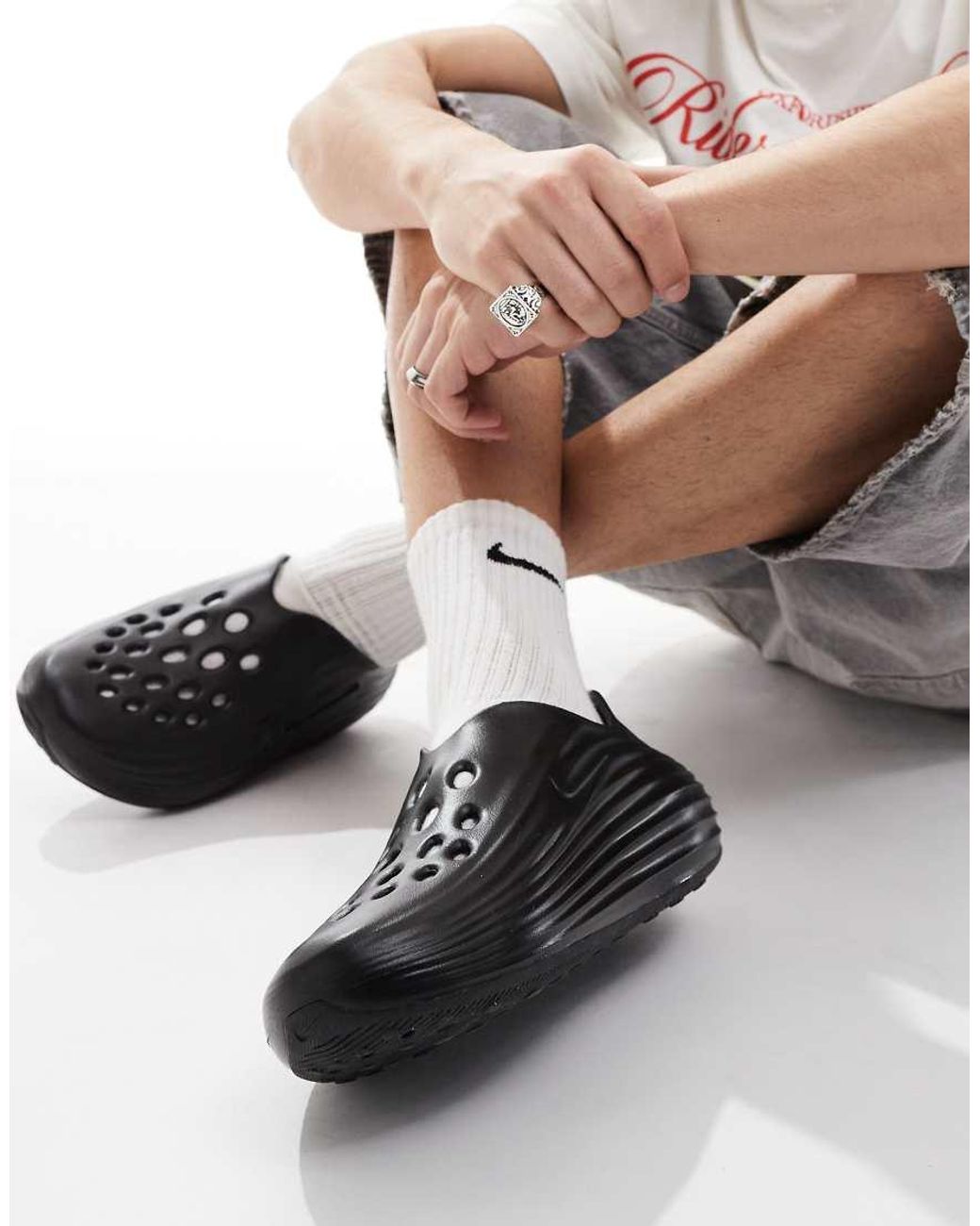 Nike Black Reactx Rejuven8 Clogs for men