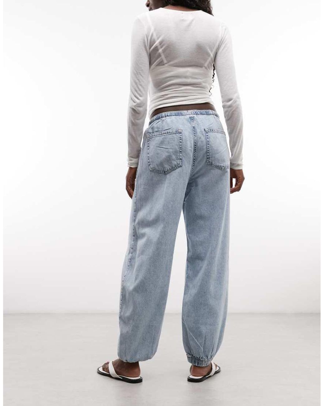 Gap Blue Tie Waist Barrel Leg Jeans