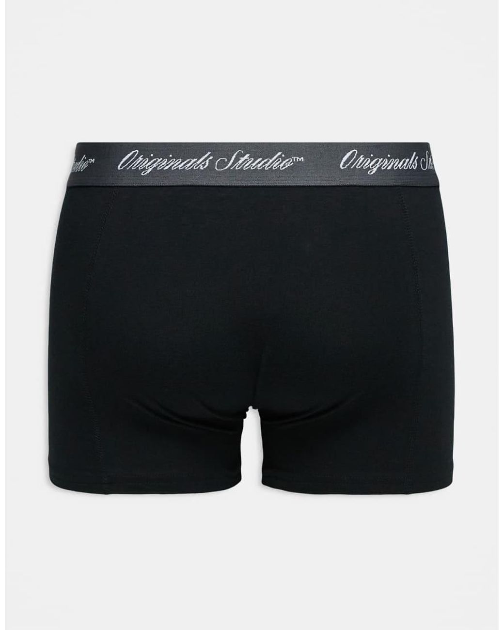 Jack & Jones Black 3 Pack Trunks With Script Logo Waistband for men
