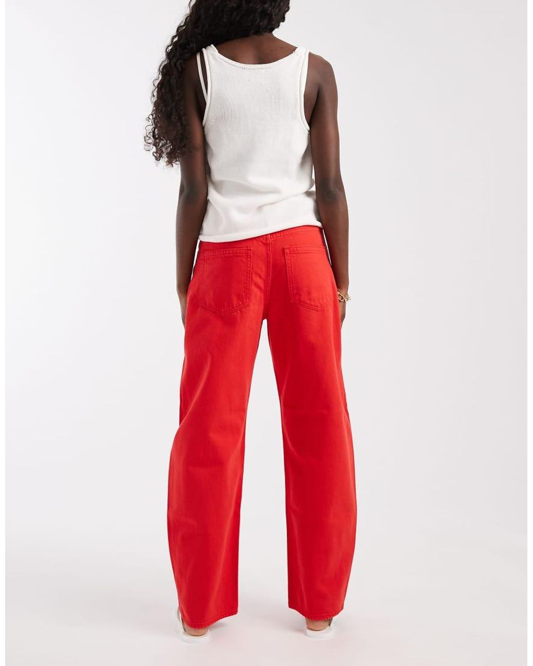 Gap Red Cotton Barrel Leg Jeans