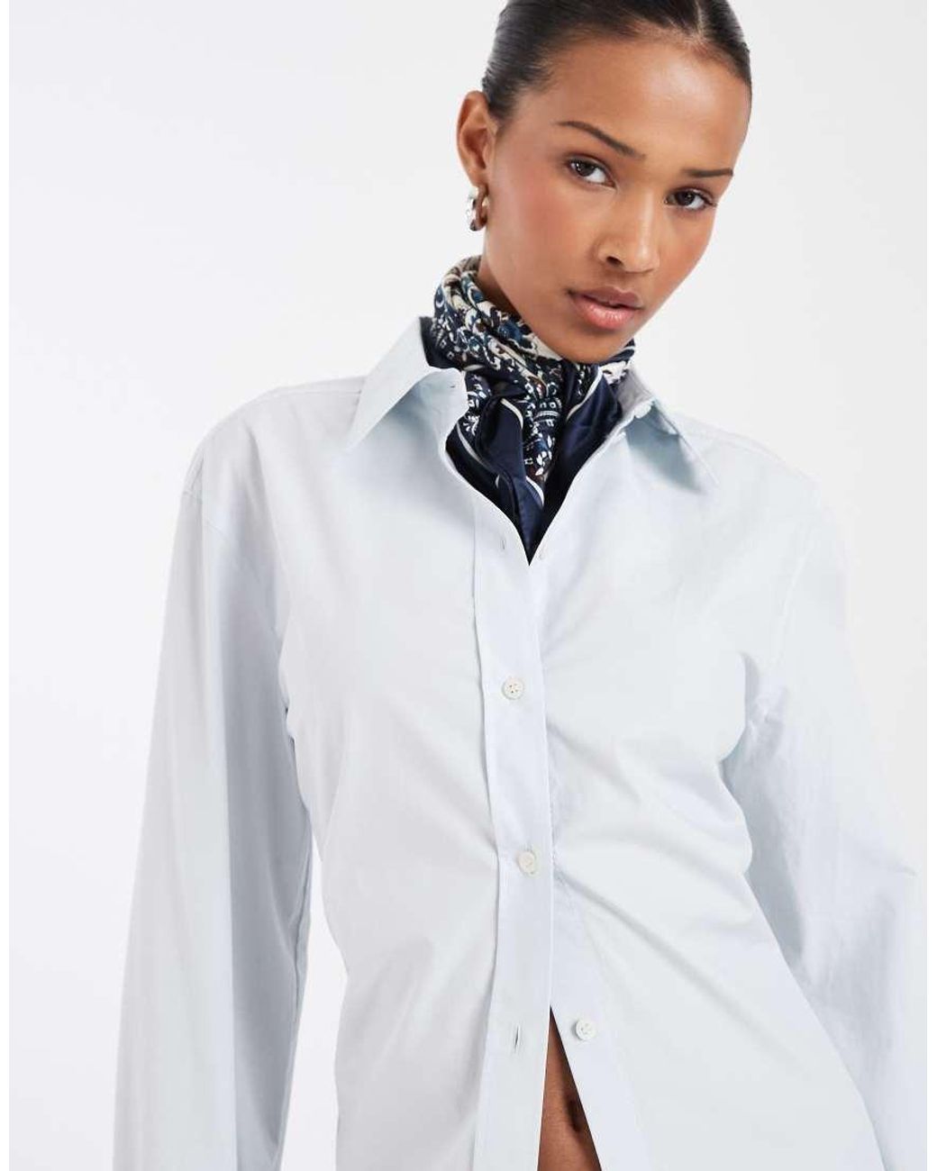 & Other Stories White Pure Cotton Poplin Shirt With Back Tie Detail