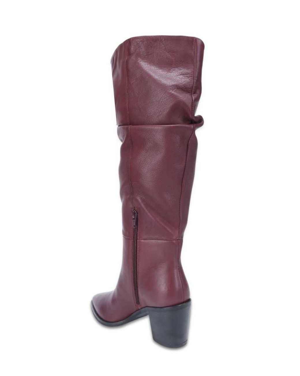 OFF THE HOOK Brown Muswell Leather Slouchy Knee-High Block Heel Boots