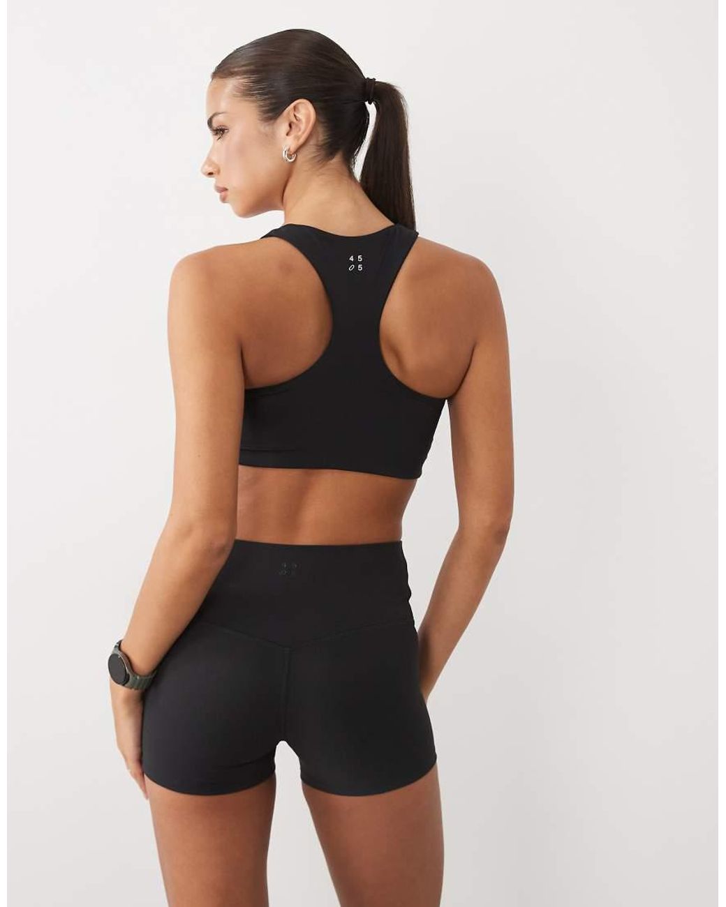 4505 Black Micro Rib 3" High Waist Legging Short