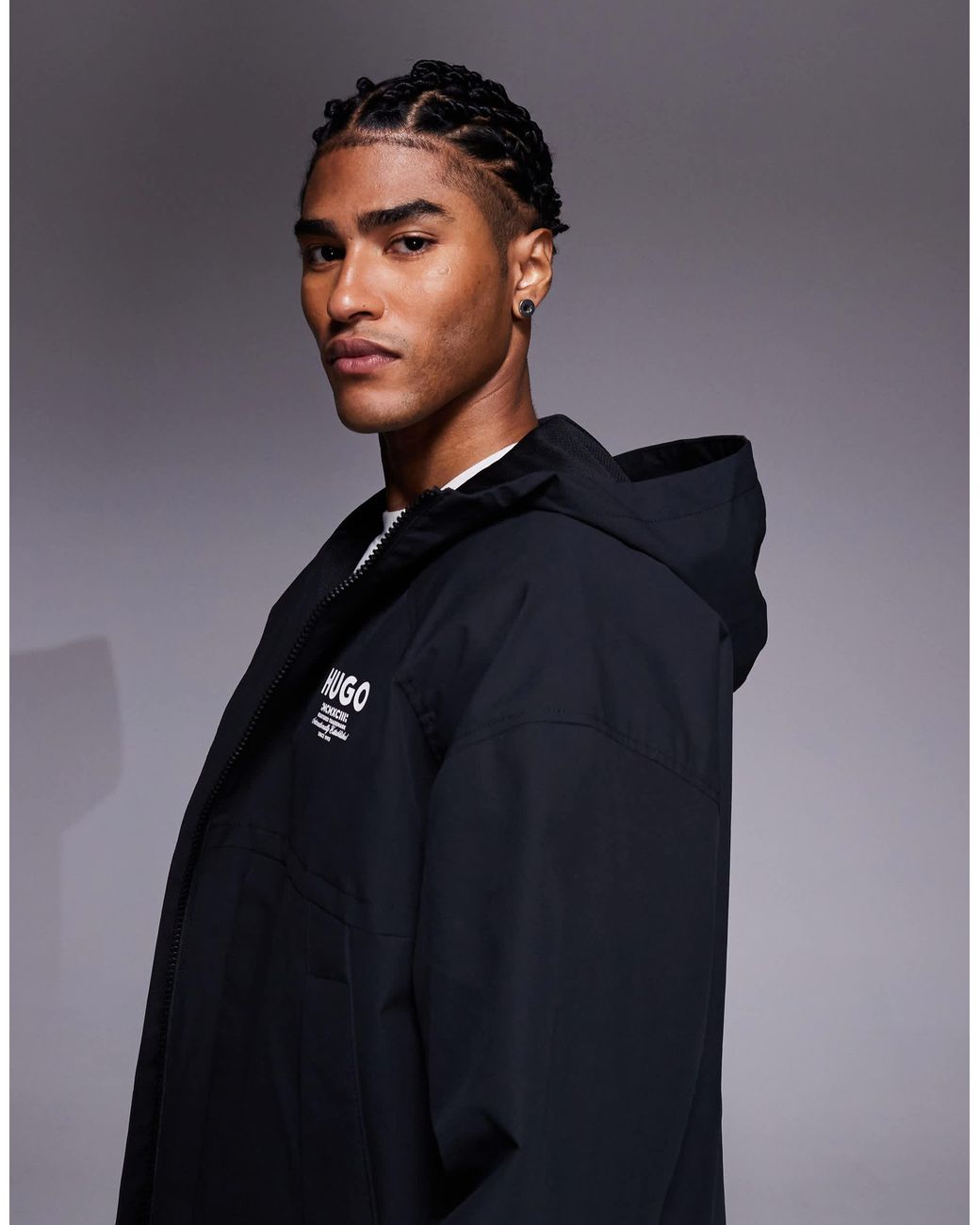 HUGO Blue Bod Back Print Hooded Jacket for men