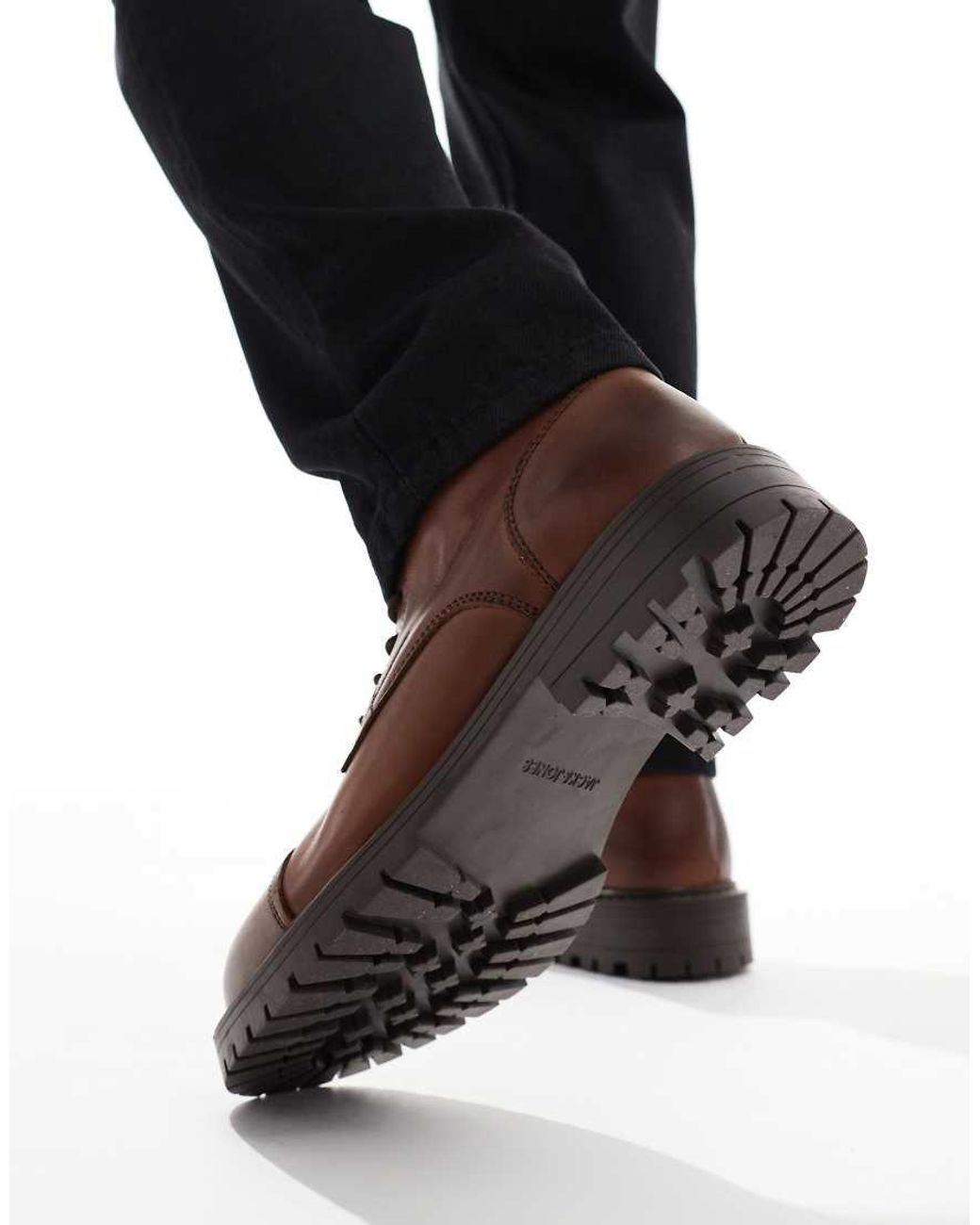 Jack & Jones Black Chunky Leather Lace Up Boot for men