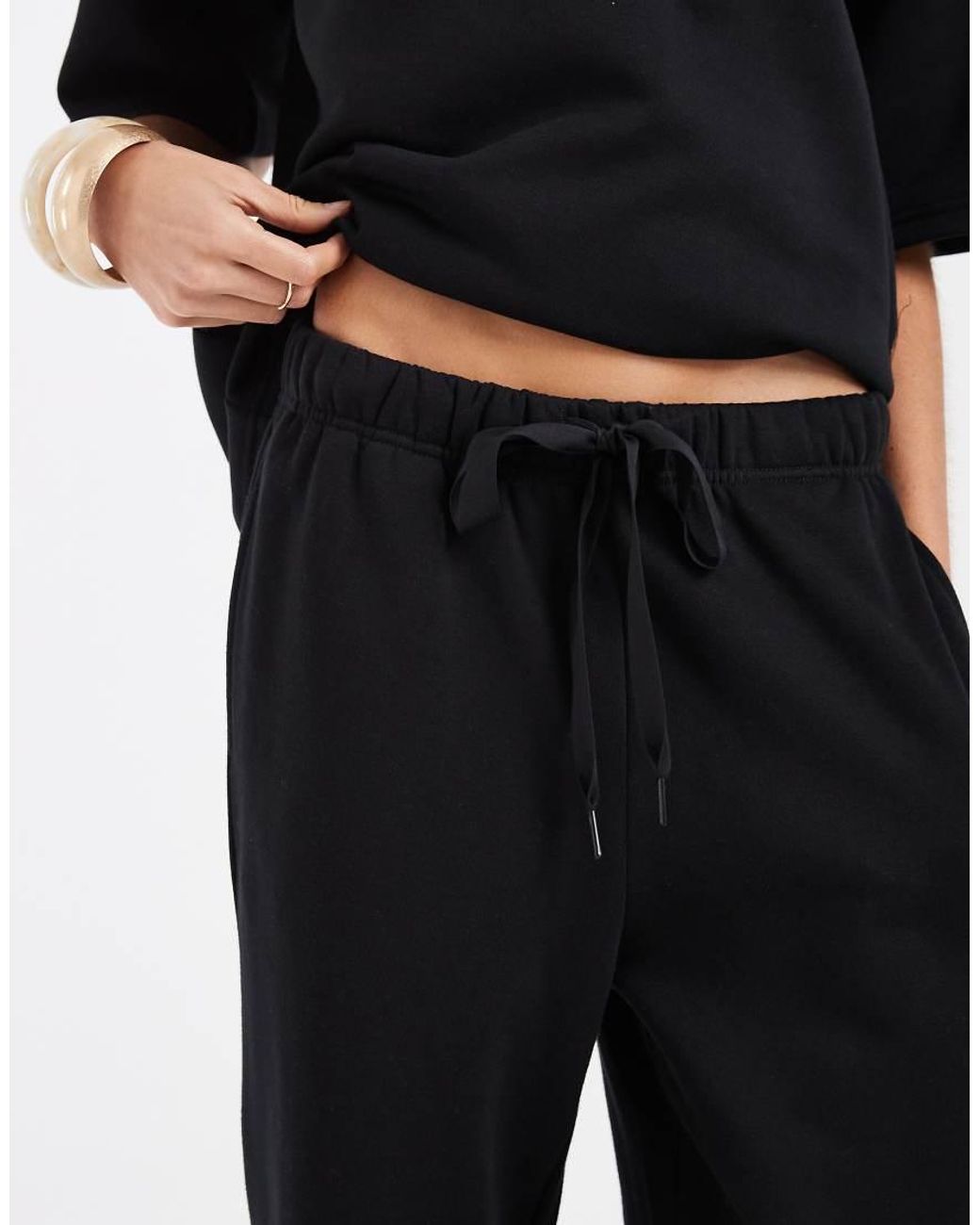 Vero Moda Black Tie Waist Wide Leg joggers Co-ord