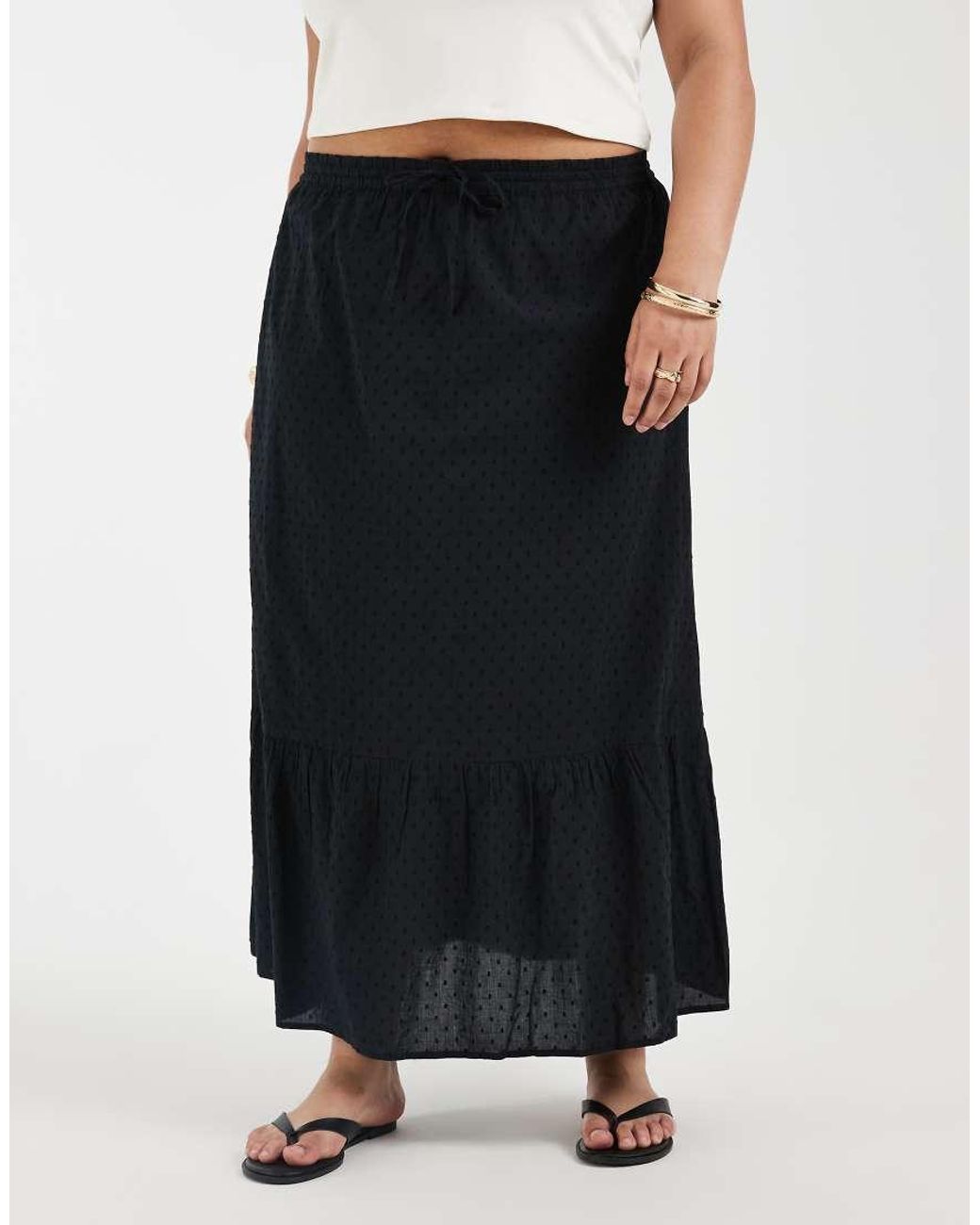 Vero Moda White Textured Boho Maxi Skirt