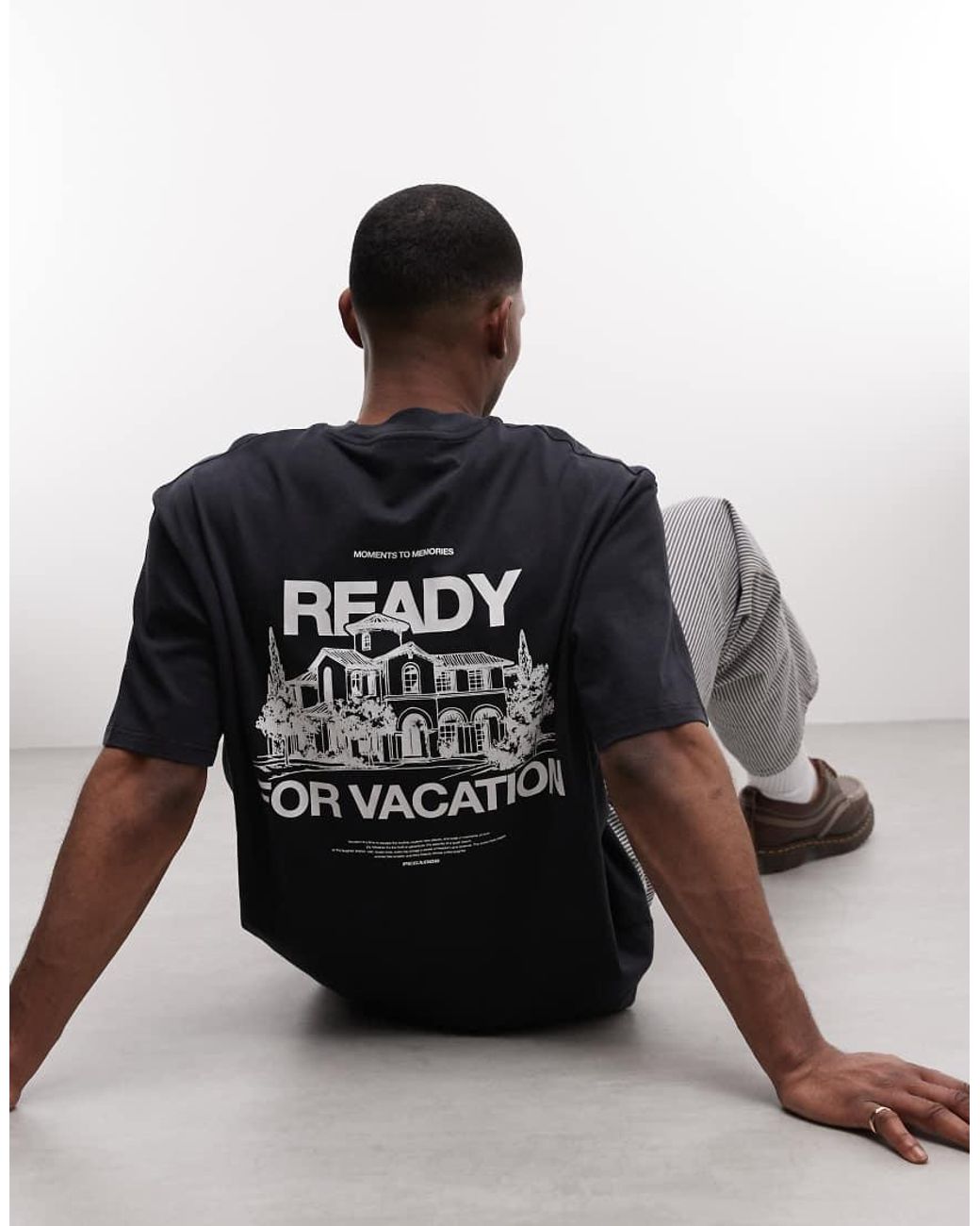 PEGADOR Blue Bovec Oversized T-shirt With Back Print Graphic for men