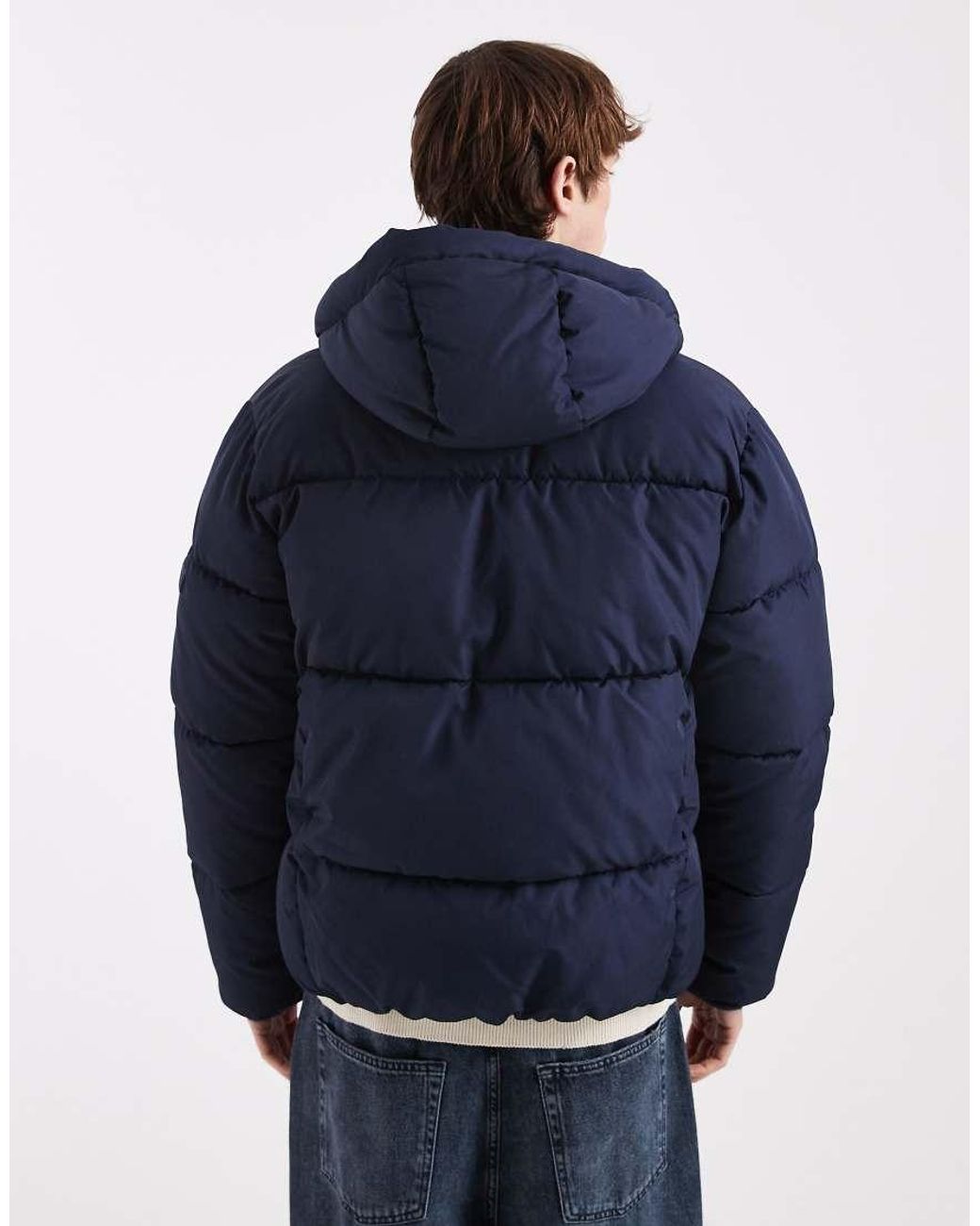 Hollister Blue Hooded Puffer Jacket for men