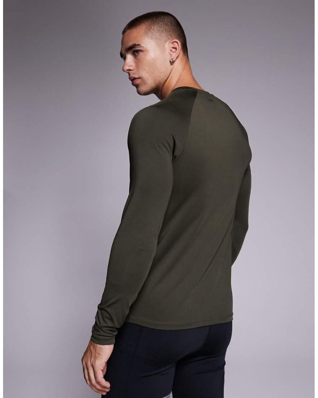4505 Gray Icon Active Quick Dry Muscle Fit Base Layer Training Long Sleeve Top for men