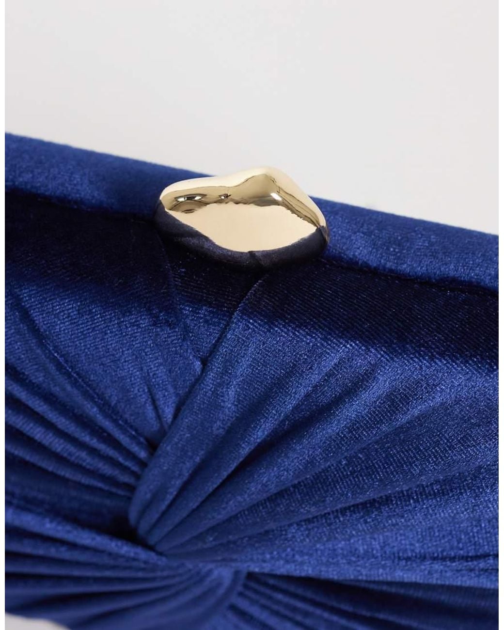 True Decadence Blue Velvet Twist Clutch Bag