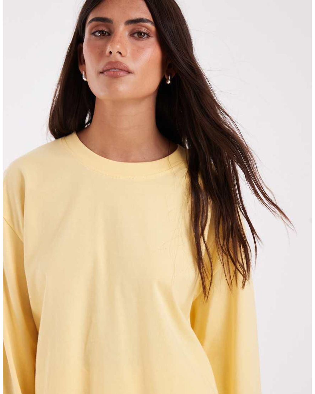 ASOS Yellow Long Sleeve Boxy Cropped T-Shirt