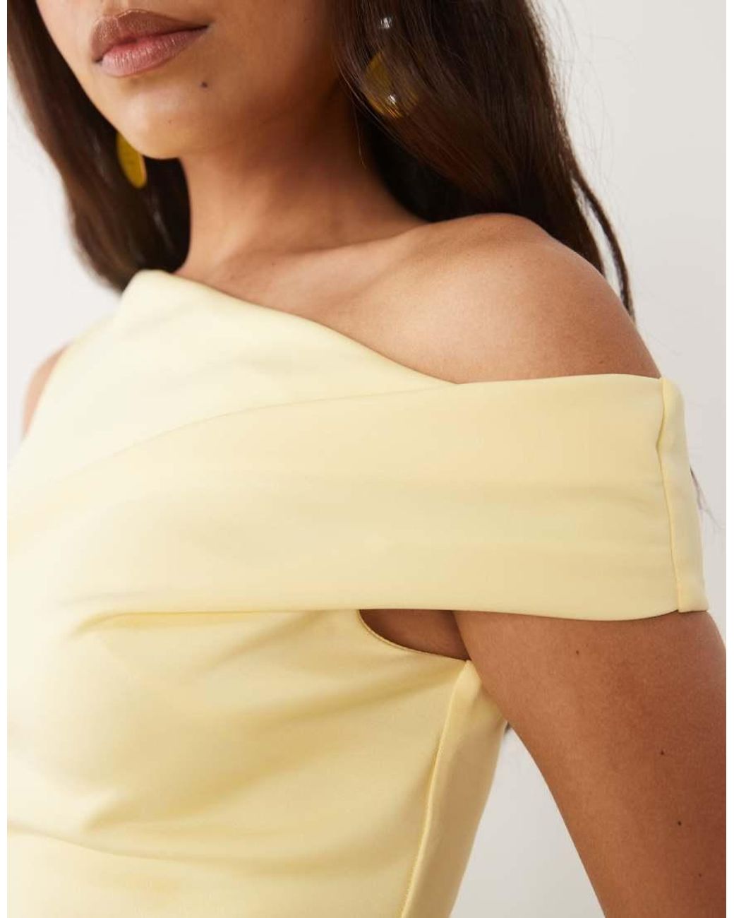 ASOS Natural Off Shoulder Sculpted Mini Dress