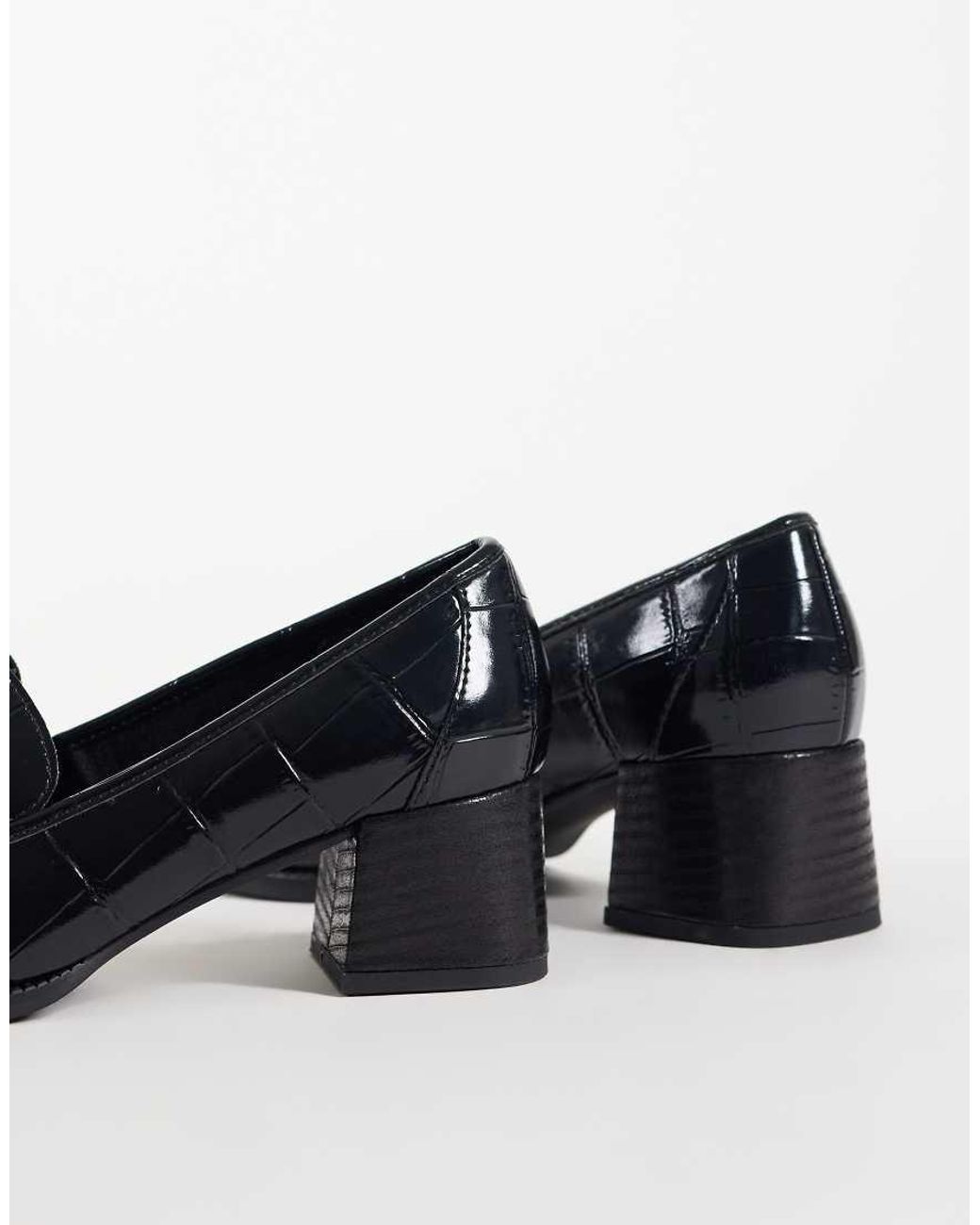 ASOS Black Speed Mid Heeled Loafers