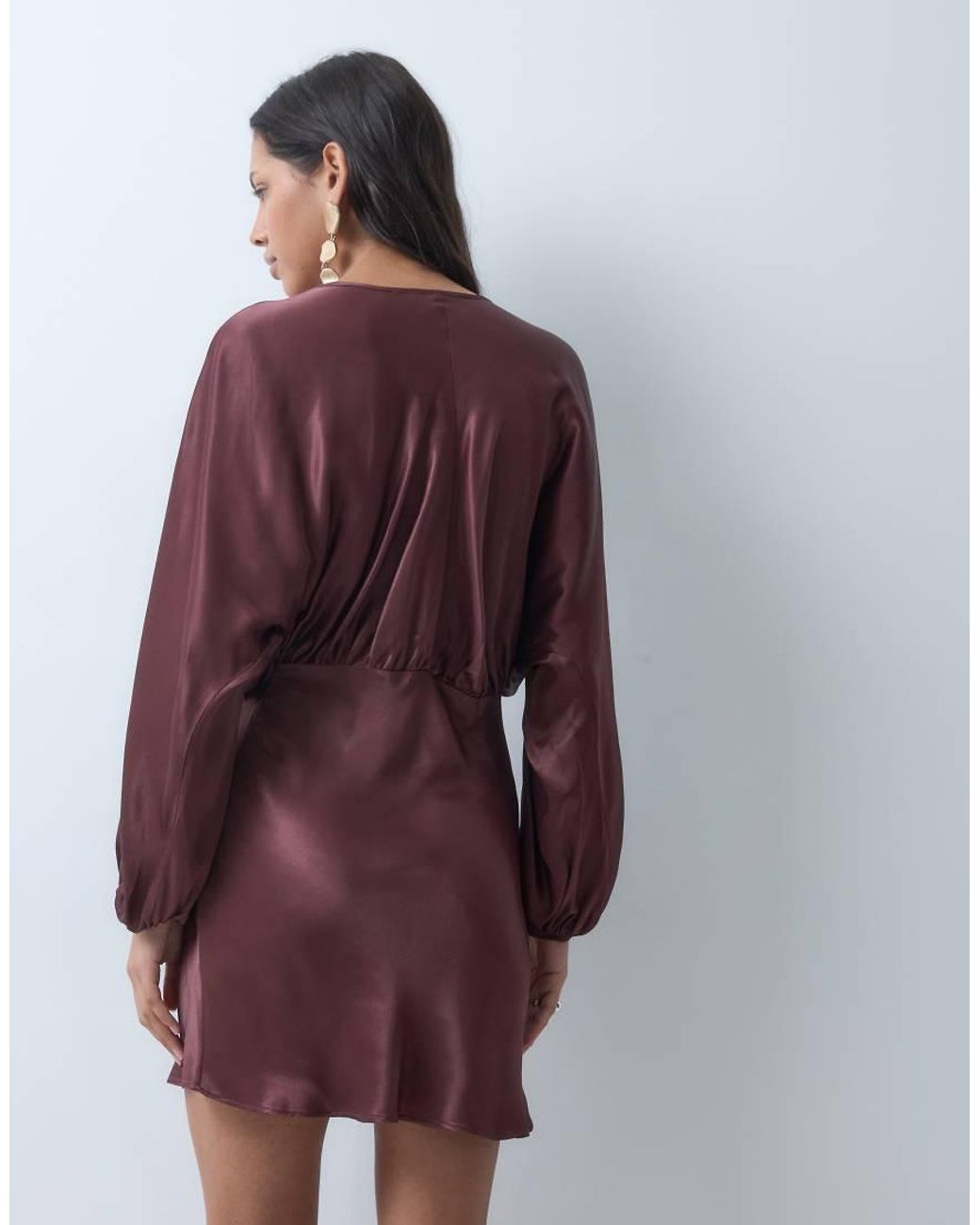 ASOS Red Plunge Batwing Satin Mini Dress