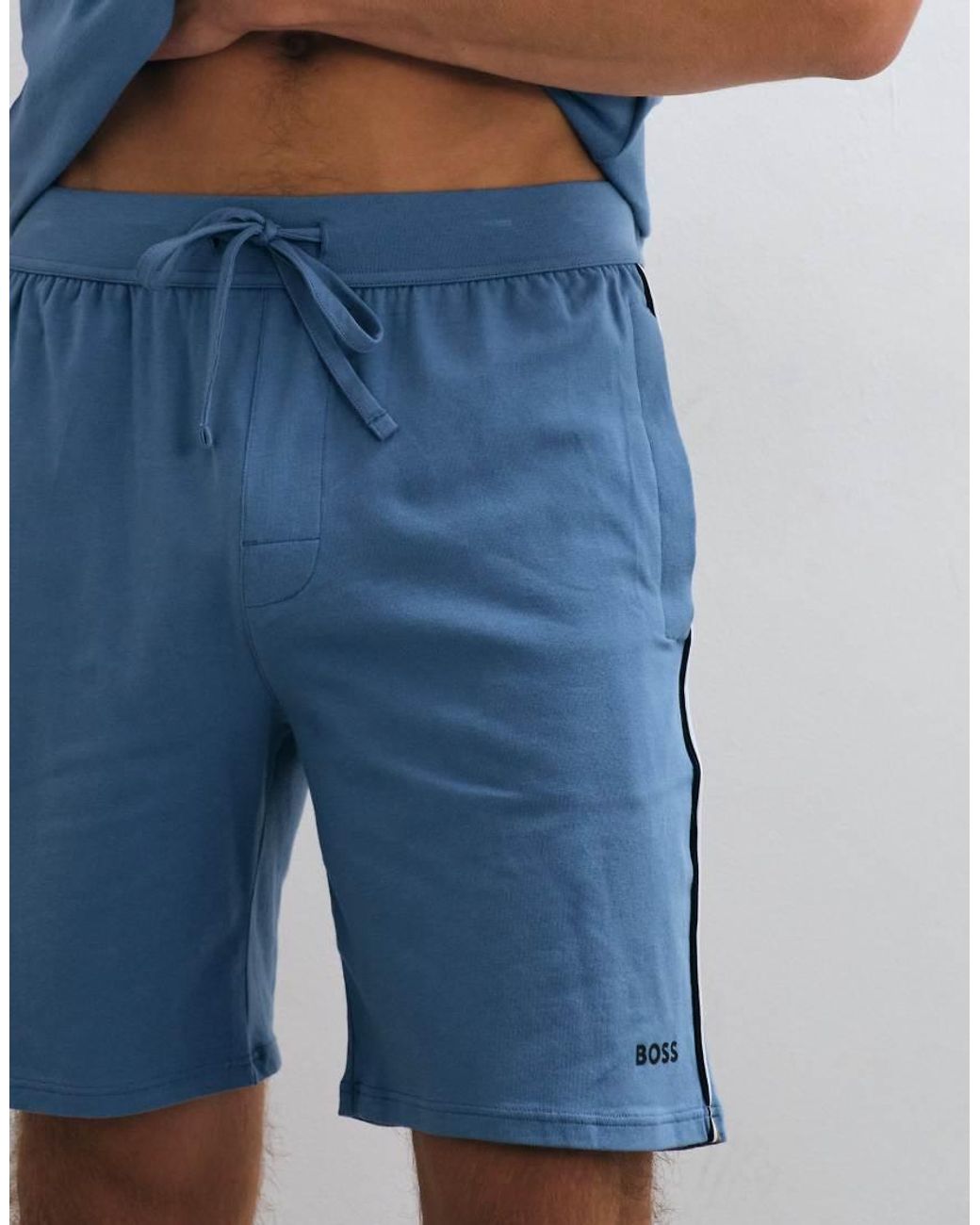 Boss Blue Unique Co-ord Shorts With Logo Print for men