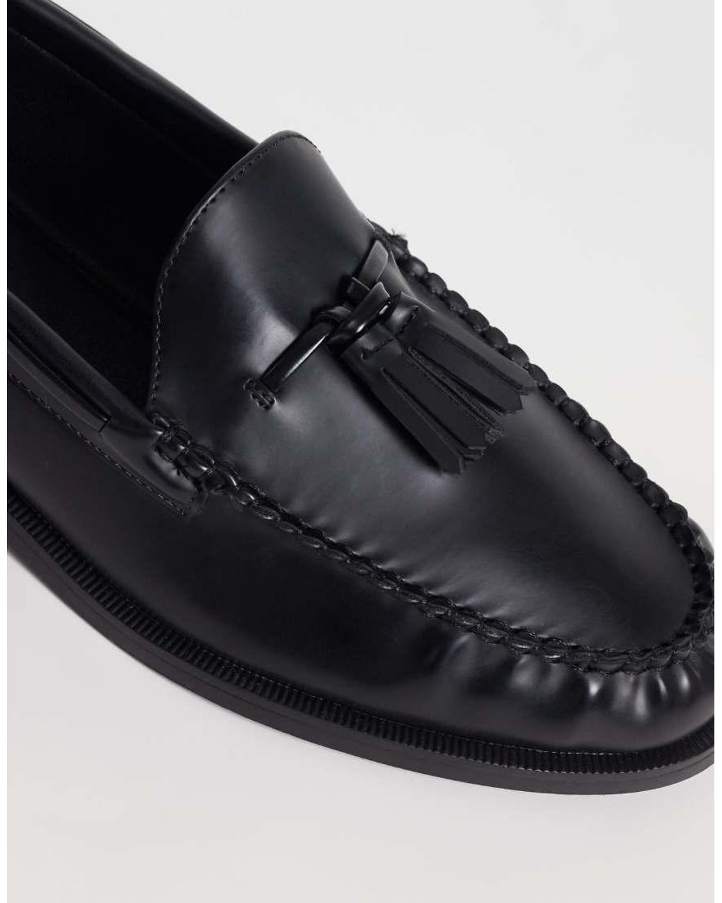 ASOS Black Loafers With Tassel And Lace Detailing for men